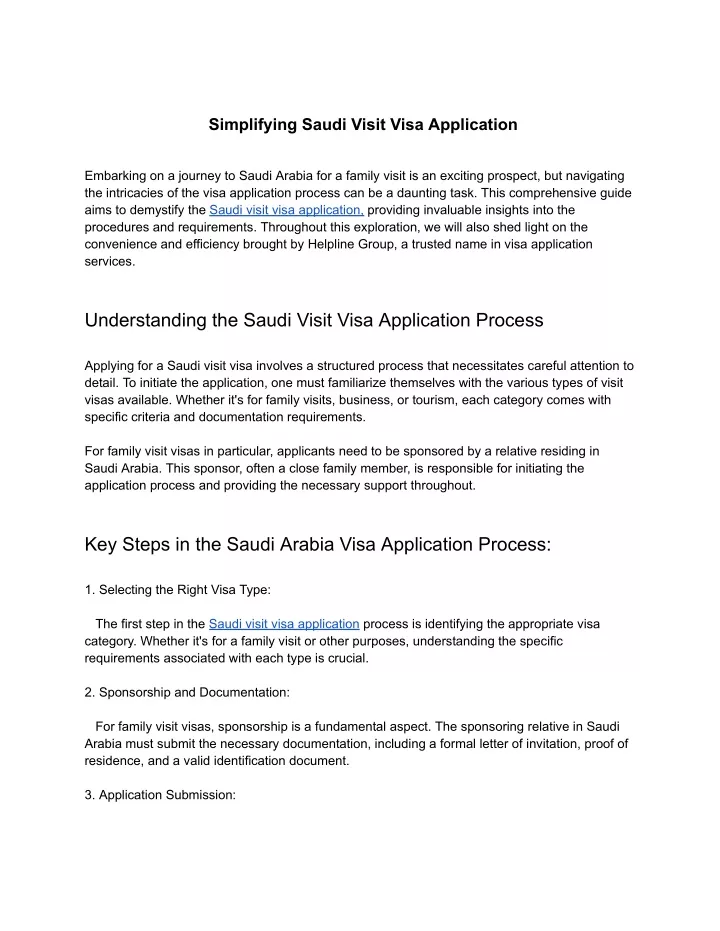 simplifying saudi visit visa application