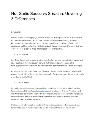 hot garlic sauce vs sriracha unveiling