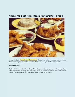 Among the Best Pismo Beach Restaurants  Brad’s