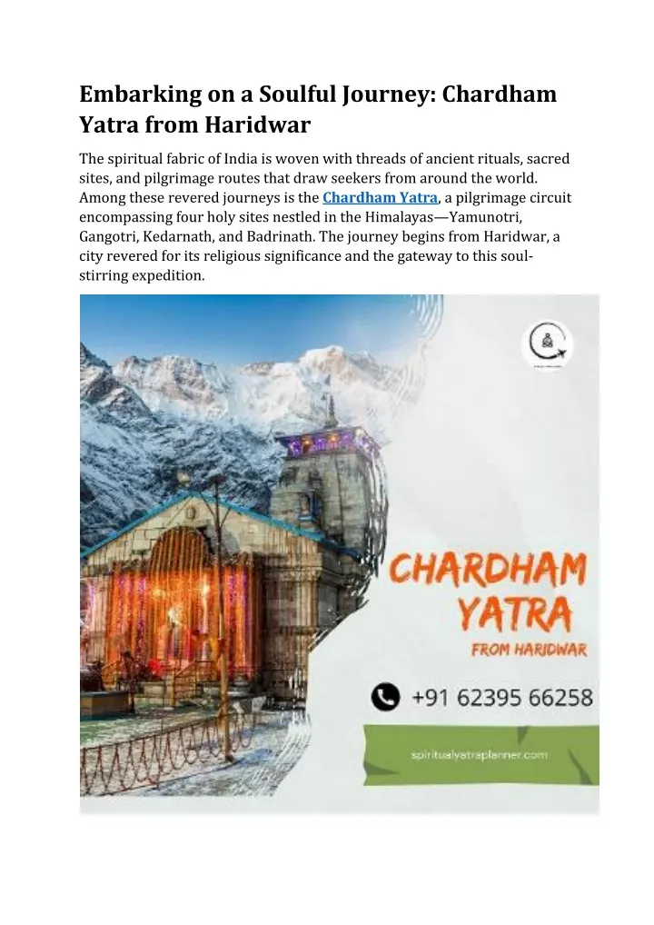 embarking on a soulful journey chardham yatra