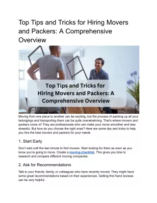 Top Tips and Tricks for Hiring Movers and Packers_ A Comprehensive Overview