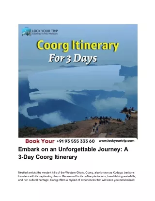 Embark on an Unforgettable Journey_ A 3-Day Coorg Itinerary
