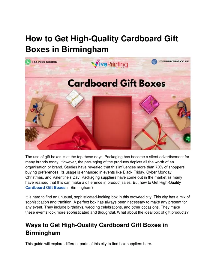 how to get high quality cardboard gift boxes