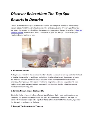 discover relaxation the top spa resorts in dwarka