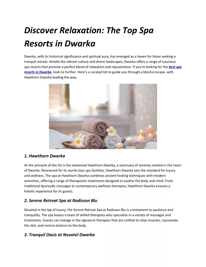 discover relaxation the top spa resorts in dwarka