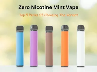 Zero Nicotine Mint Vape- Top 5 Perks Of Choosing The Variant