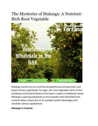 the mysteries of malanga a nutrient rich root