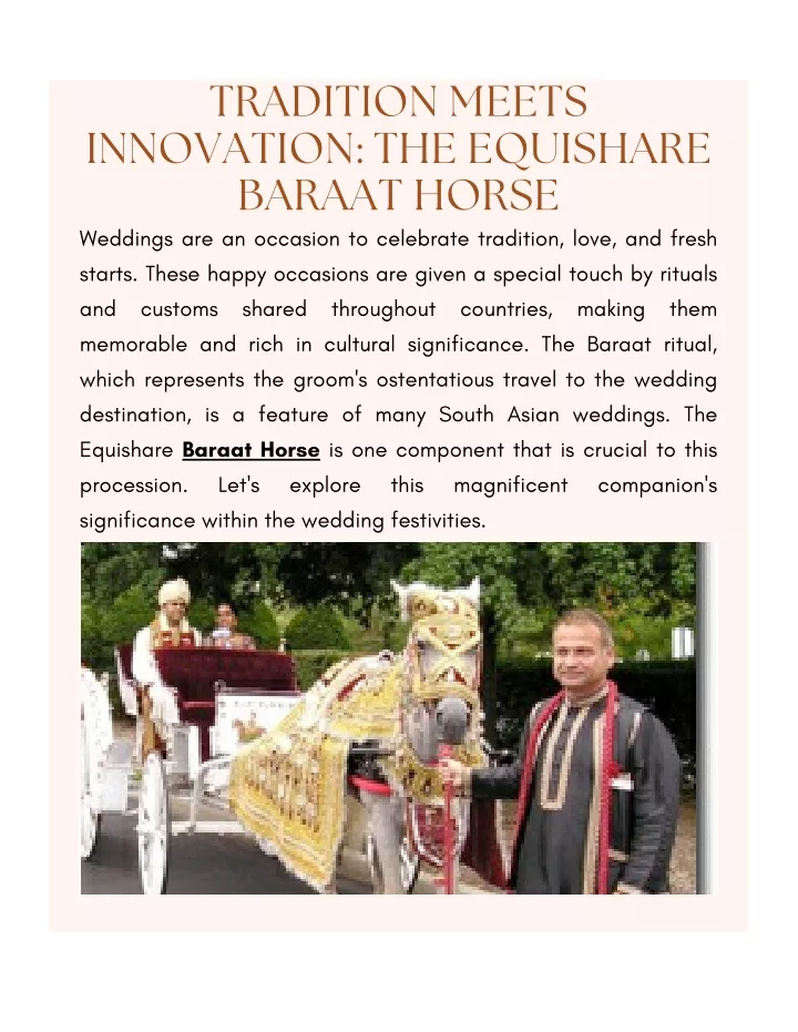tradition meets innovation the equishare baraat