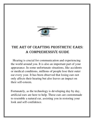 The Art of Crafting Prosthetic Ears A Comprehensive Guide!