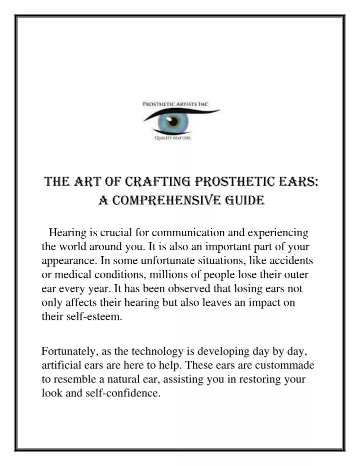 the art of crafting prosthetic ears