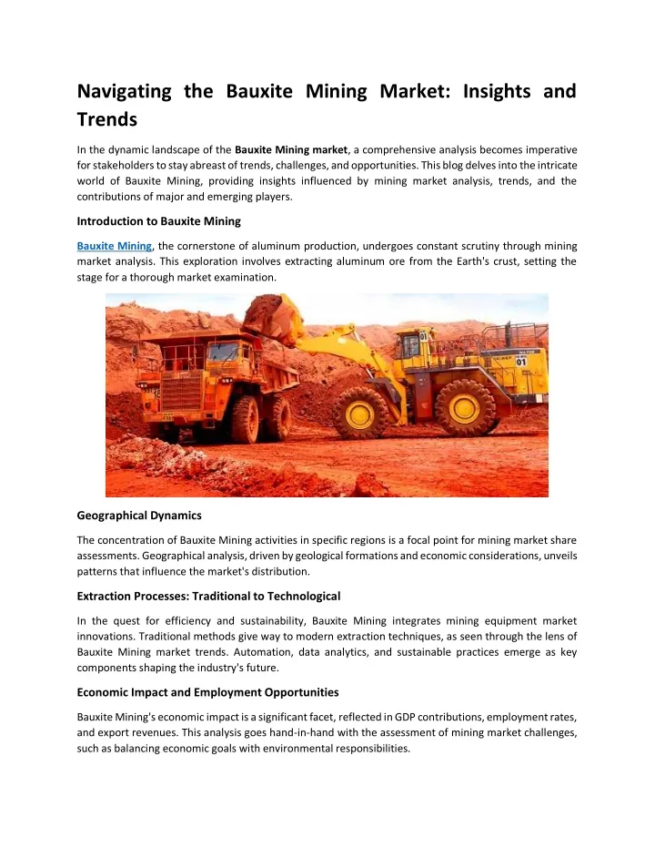 navigating the bauxite mining market insights