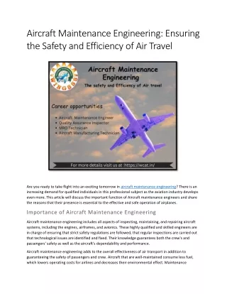 aircraft maintenance engineering ensuring