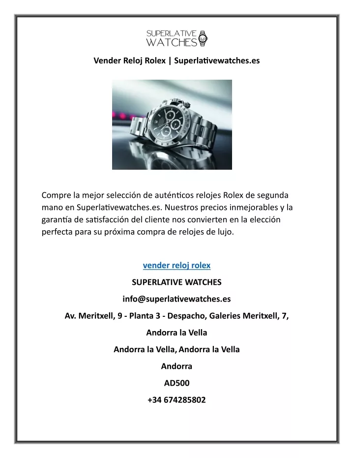 vender reloj rolex superlativewatches es