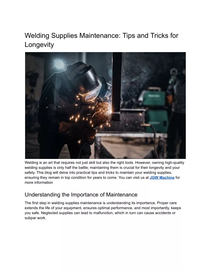 welding supplies maintenance tips and tricks