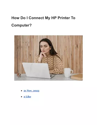 How Do I Connect My HP Printer To Computer