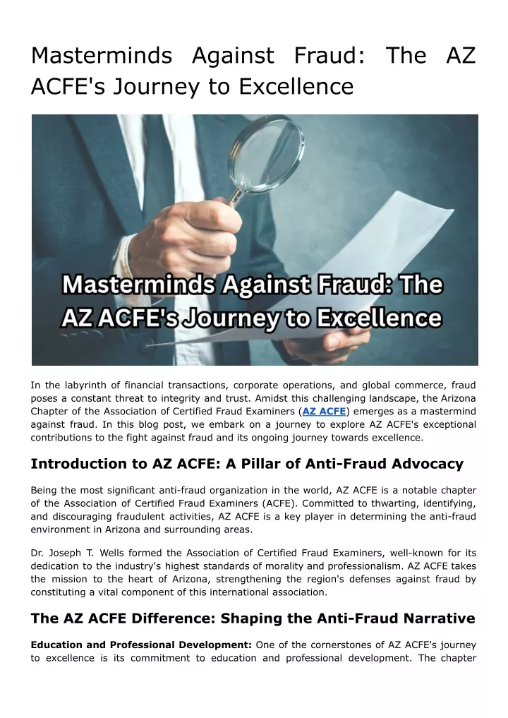 masterminds against fraud the az acfe s journey