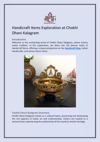 Handicraft Items Exploration at Chokhi Dhani Kalagram