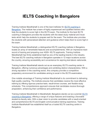 IELTS Coaching In Bangalore