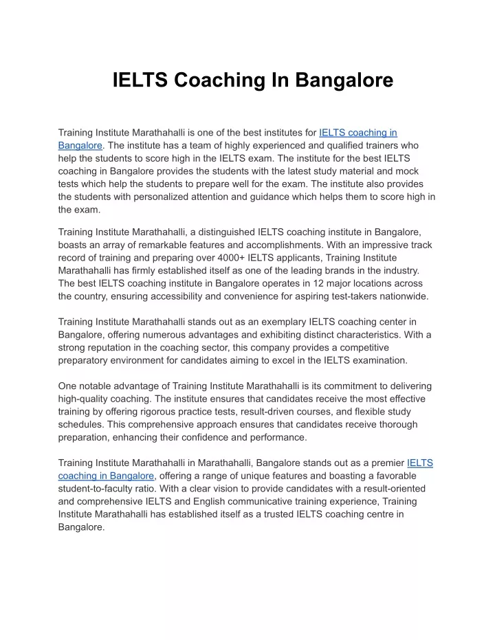 ielts coaching in bangalore