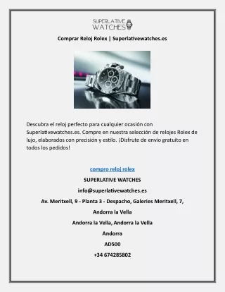 Comprar Reloj Rolex | Superlativewatches.es