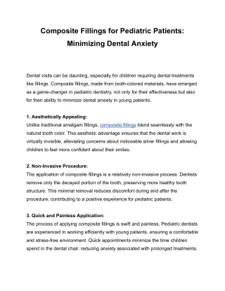 Composite Fillings for Pediatric Patients_ Minimizing Dental Anxiety