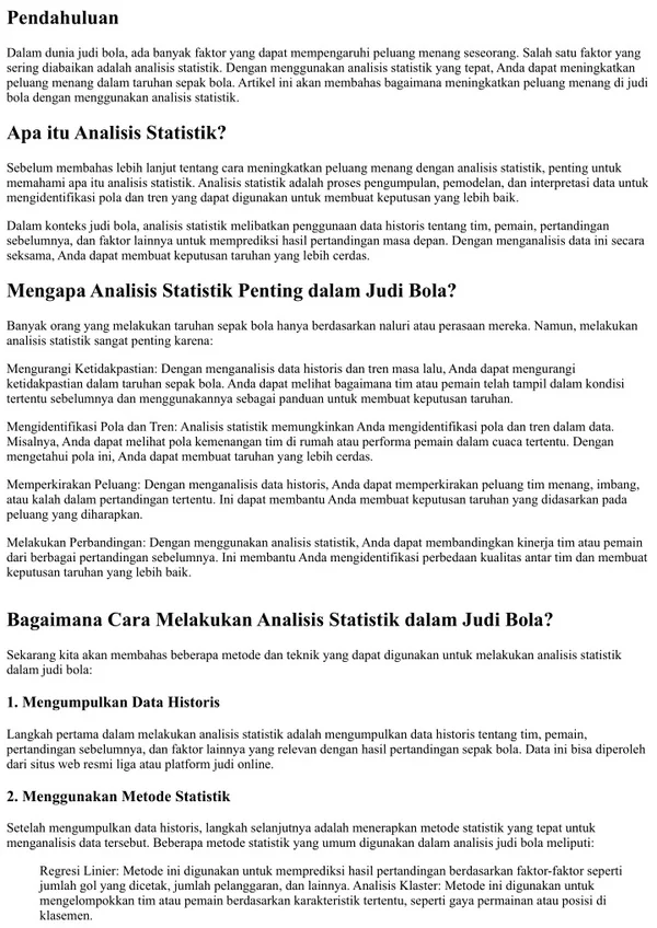Meningkatkan Peluang Menang di Judi Bola dengan Analisis Statistik