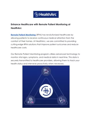 Revolutionizing Healthcare with Remote Patient Monitoring at HealthArc