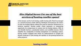 Hire Digital Server For one of the best services of hosting reseller cpanel