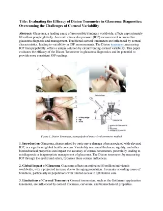 Evaluating the Efficacy of Diaton Tonometer in Glaucoma Diagnostics Overcoming the Challenges of Corneal Variability