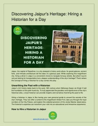 Discovering Jaipur's Heritage Hiring a Historian for a Day