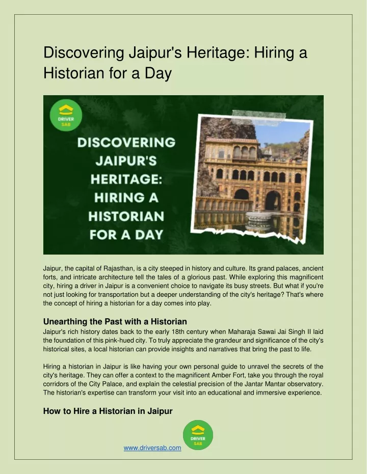 discovering jaipur s heritage hiring a historian