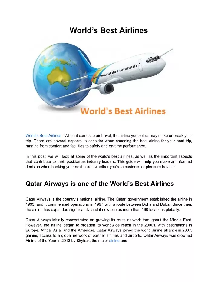 world s best airlines