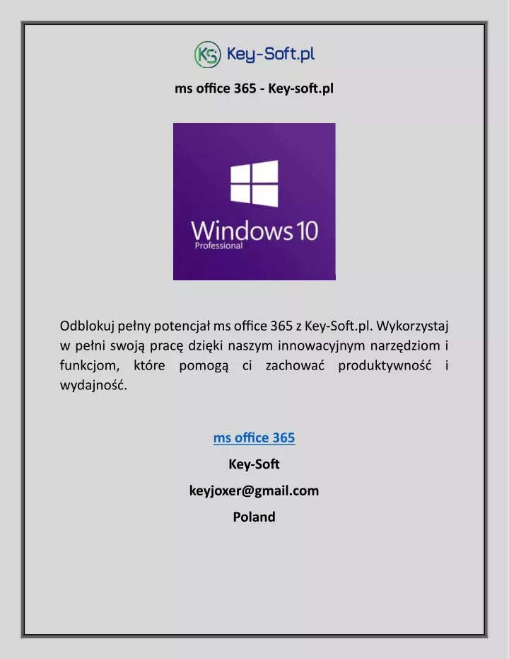 ms office 365 key soft pl