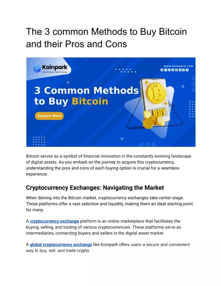 the 3 common methods to buy bitcoin and their