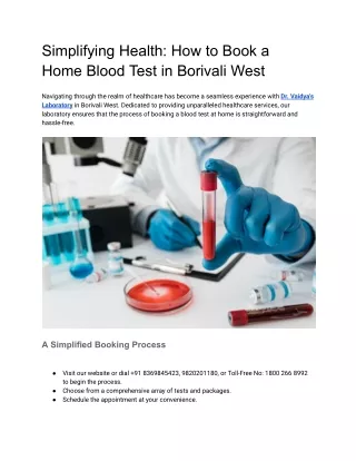 Simplifying Health How to Book a Home Blood Test in Borivali West