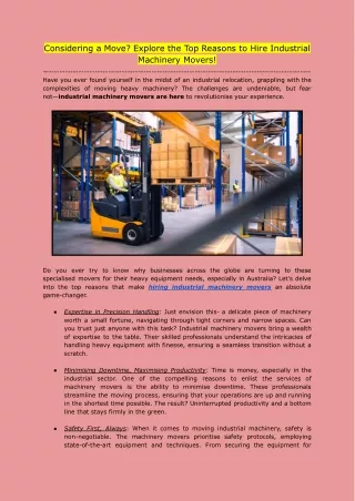 Considering a Move_ Explore the Top Reasons to Hire Industrial Machinery Movers!