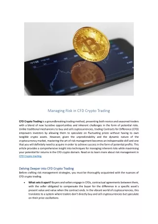 How to Manage Risk in CFD Crypto Trading