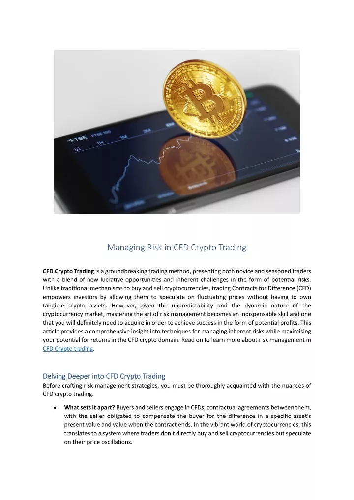 managing risk in cfd crypto trading