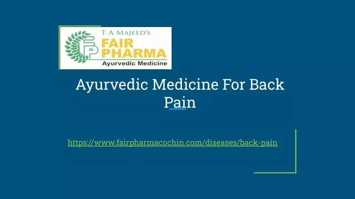 ayurvedic medicine for back pain