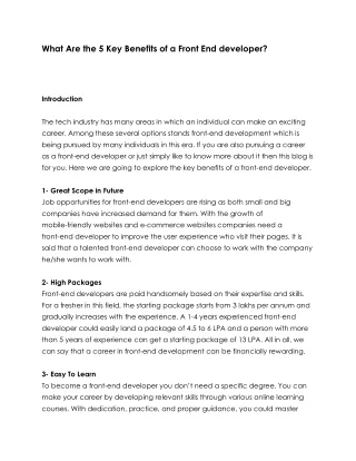 what are the 5 key benefits of a front
