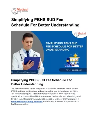 simplifying pbhs sud fee schedule for better