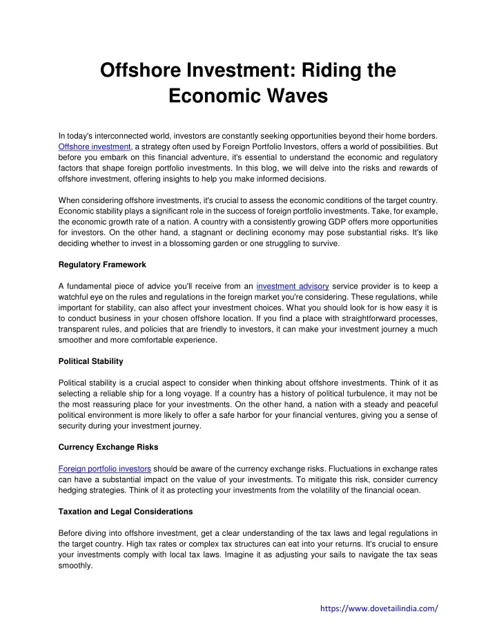 offshore investment riding the economic waves