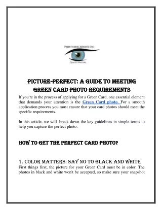 Picture-Perfect A Guide to Meeting Green Card Photo Requirements