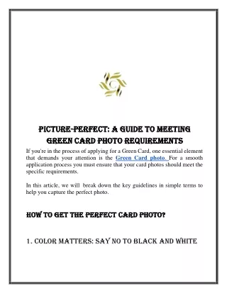 Picture-Perfect A Guide to Meeting Green Card Photo Requirements!
