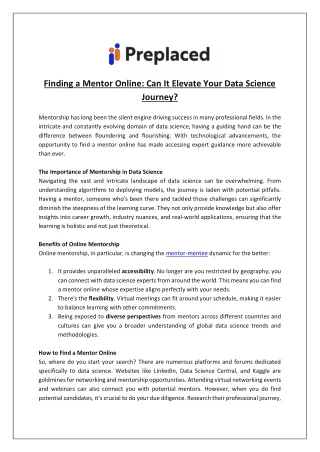 Finding a Mentor Online: Can It Elevate Your Data Science Journey?