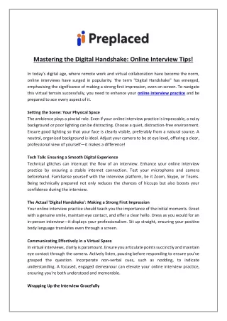 Mastering the Digital Handshake: Online Interview Tips!