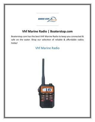 Vhf Marine Radio  Boaterstop