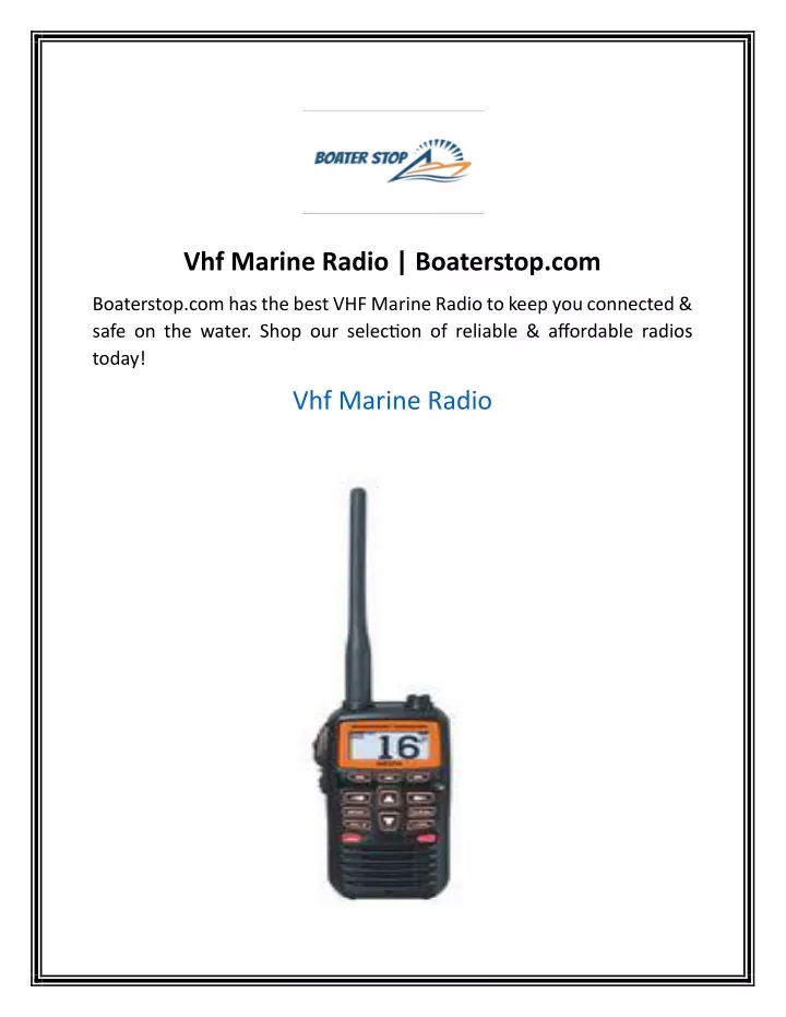 vhf marine radio boaterstop com