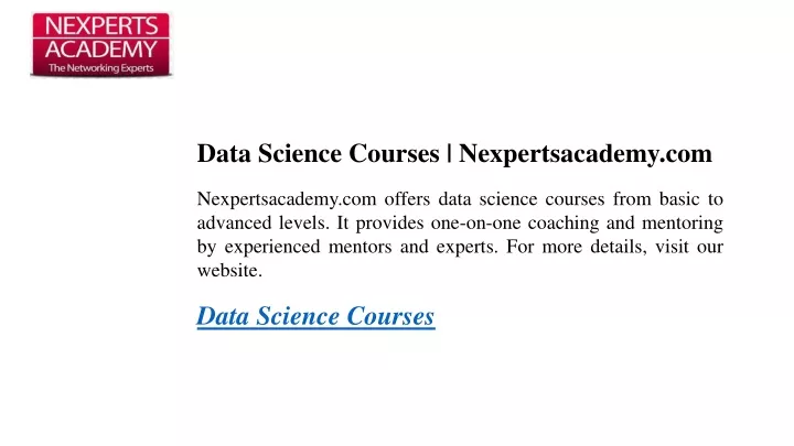 data science courses nexpertsacademy