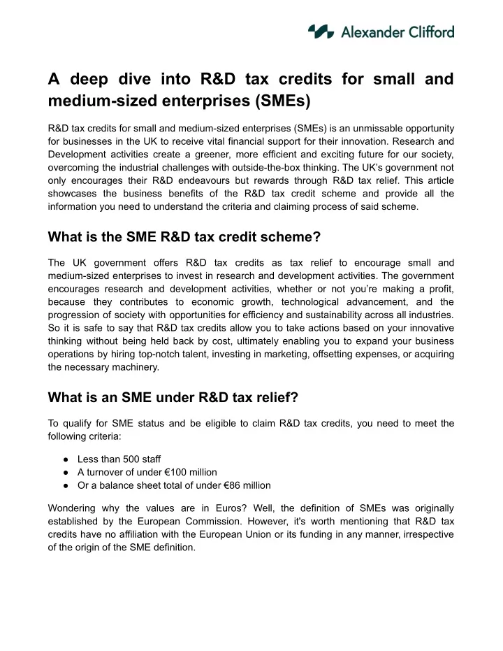 a deep dive into r d tax credits for small